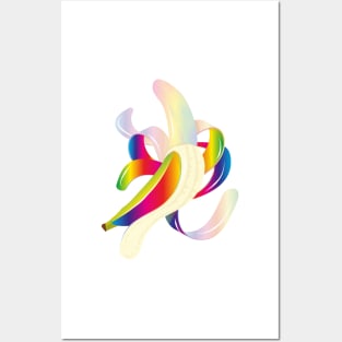 peppy peeled banana in rainbow colors Posters and Art